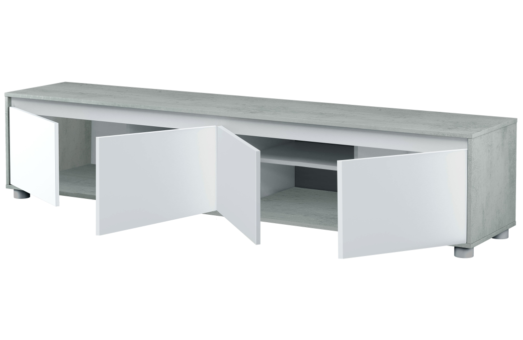 Meuble TV ADAN 4 portes avec étagère murale 2 portes L200cm