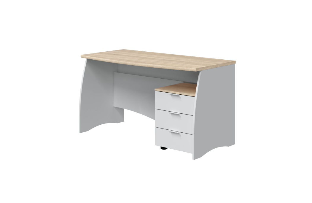 Bureau ROY avec caisson de 3 tiroirs L136cm