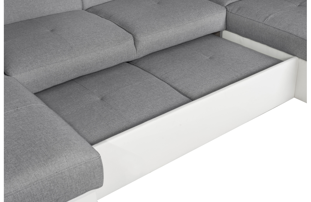 Canapé d'Angle Panoramique PAOLA Convertible en Simili et Tissu