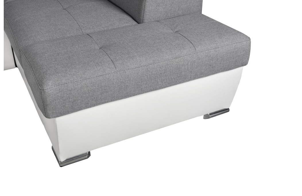 Canapé d'Angle Panoramique PAOLA Convertible en Simili et Tissu