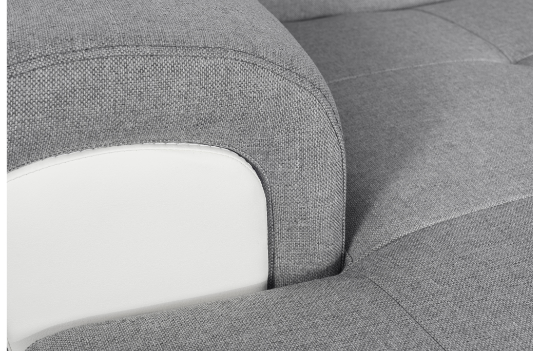 Canapé d'Angle Panoramique PAOLA Convertible en Simili et Tissu