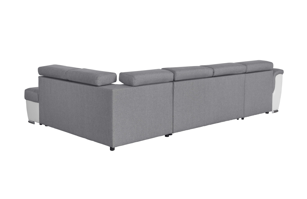 Canapé d'Angle Panoramique PAOLA Convertible en Simili et Tissu