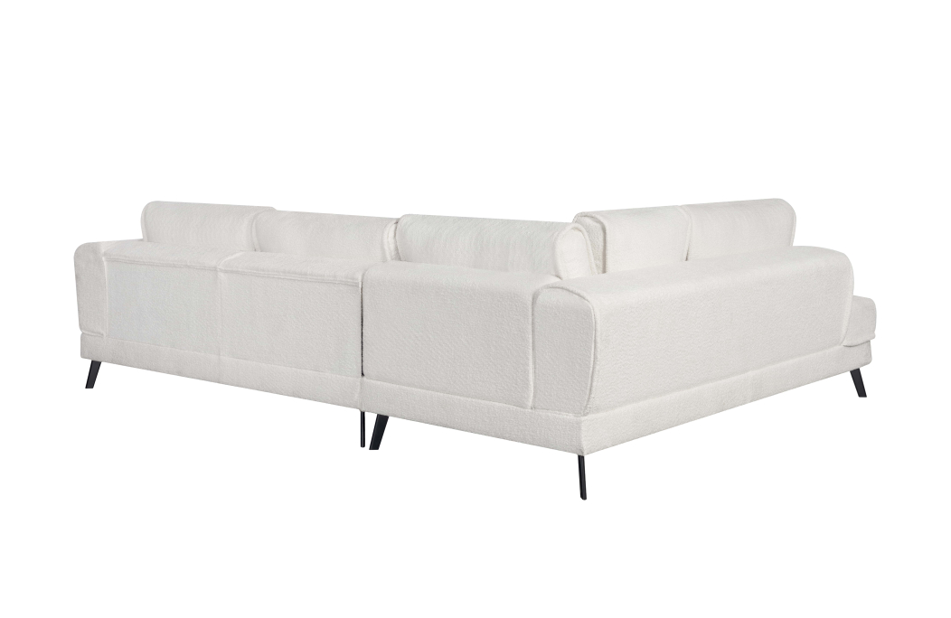 Canapé d'angle INDIA convertible 2 coffres en bouclettes