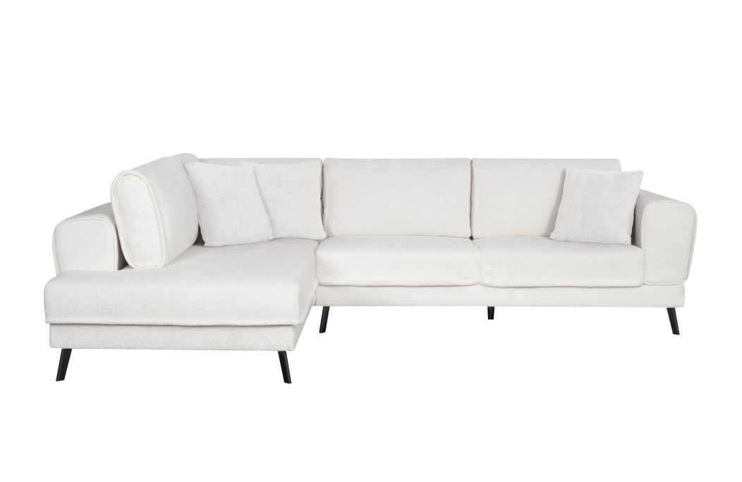 Canapé d'angle INDIA convertible 2 coffres en tissu bouclette
