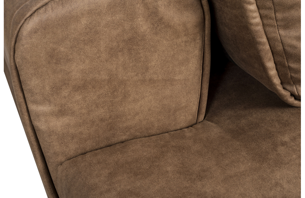 Canapé d'angle INDIA convertible 2 coffres en tissu marron industriel