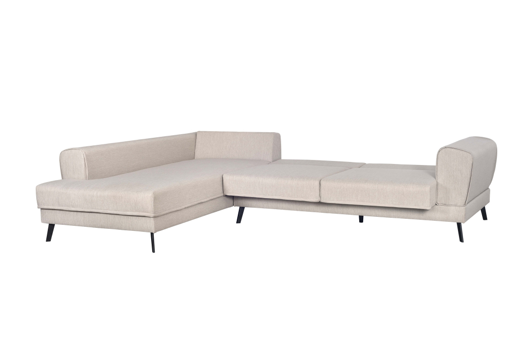 Canapé d'angle INDIA convertible 2 coffres en tissu