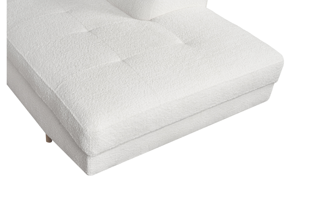 Canapé d'angle convertible MATHIS avec coffre en tissu bouclettes