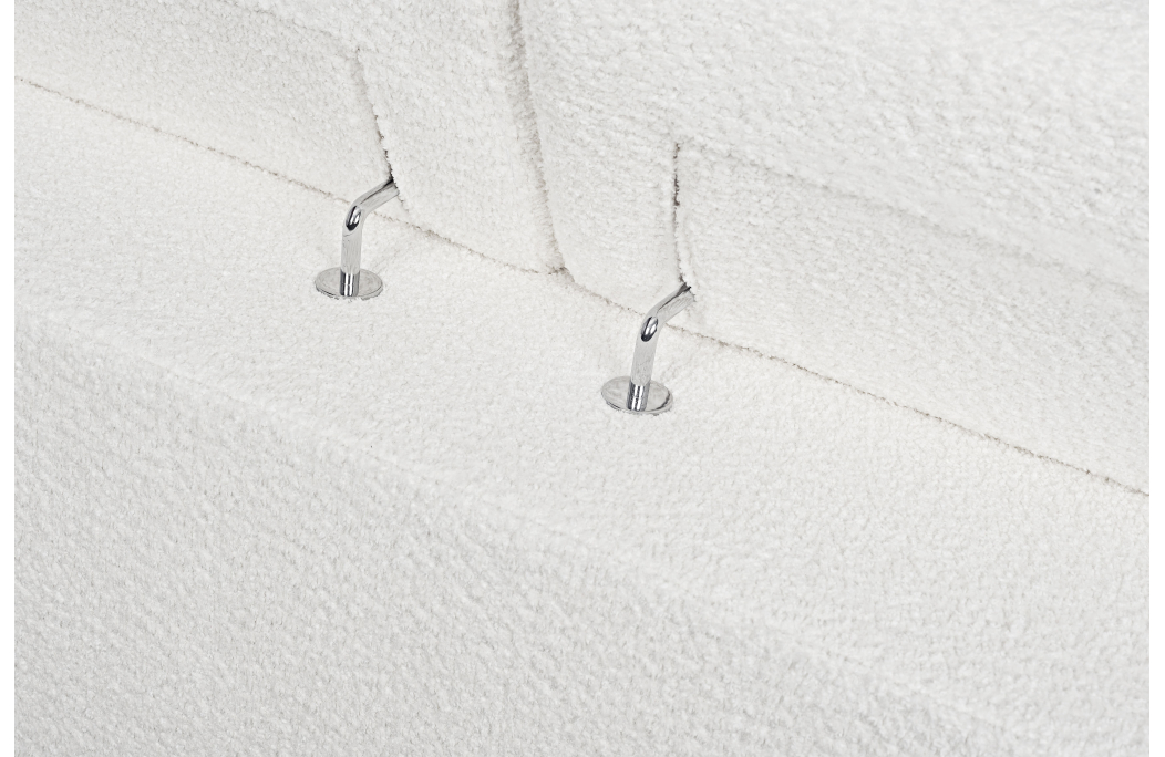 Canapé d'angle convertible MATHIS avec coffre en tissu bouclettes