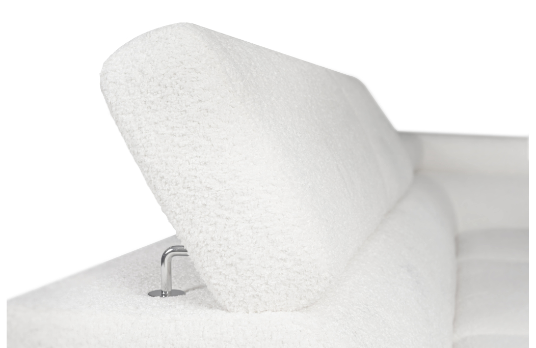 Canapé d'angle convertible MATHIS avec coffre en tissu bouclettes