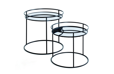 Tables basses GRACE en mÃ©tal et miroir lot de 2