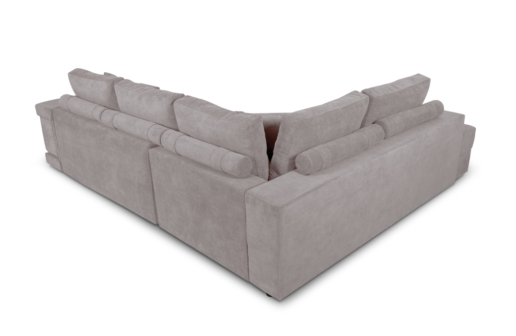 Canapé d'angle TAMIA convertible avec coffre et 2 poufs en tissu