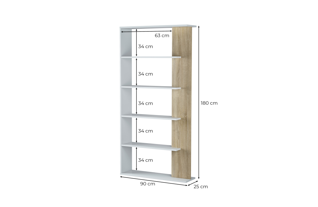 Bibliothèque DAPHNÉ 4 tablettes L90cm x H180cm