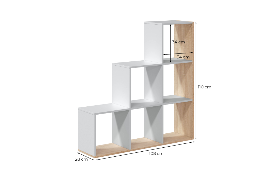 Bibliothèque escalier JADE avec 6 cubes L108cm x H110cm