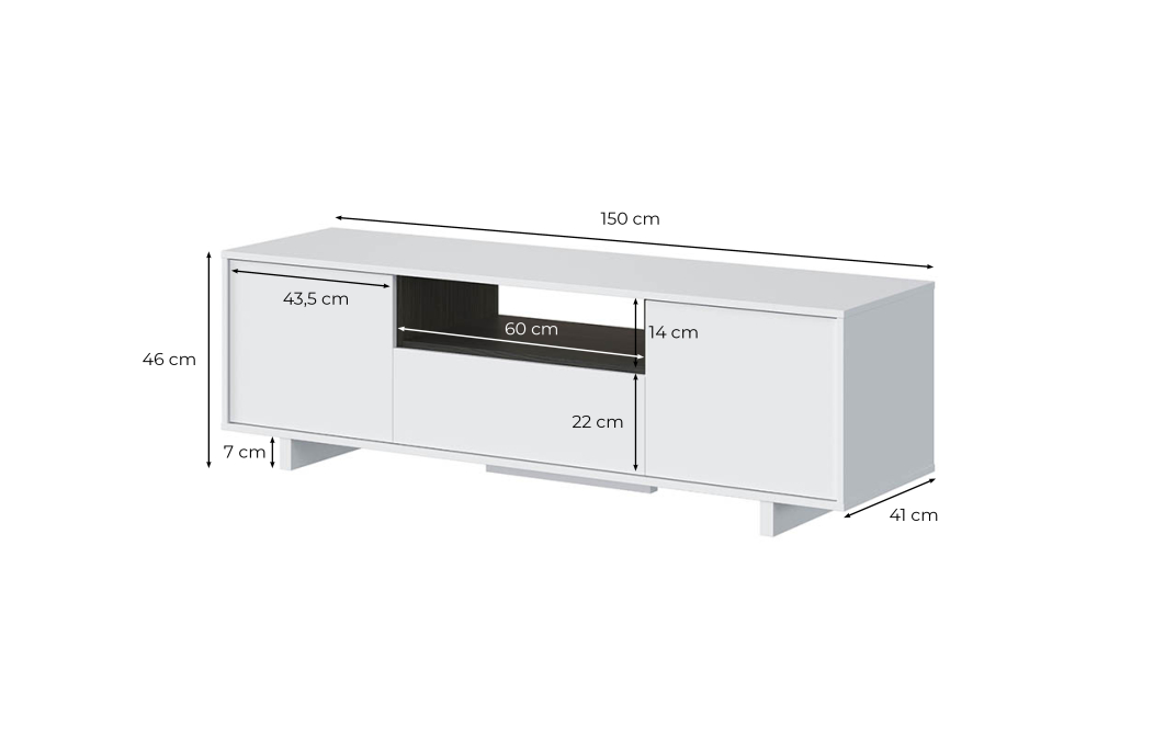 Meuble TV ARTHUR 3 Portes et 1 Niche L150cm