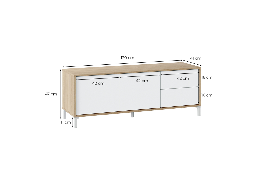 Meuble TV AMAYA 2 portes et 2 tiroirs L130cm