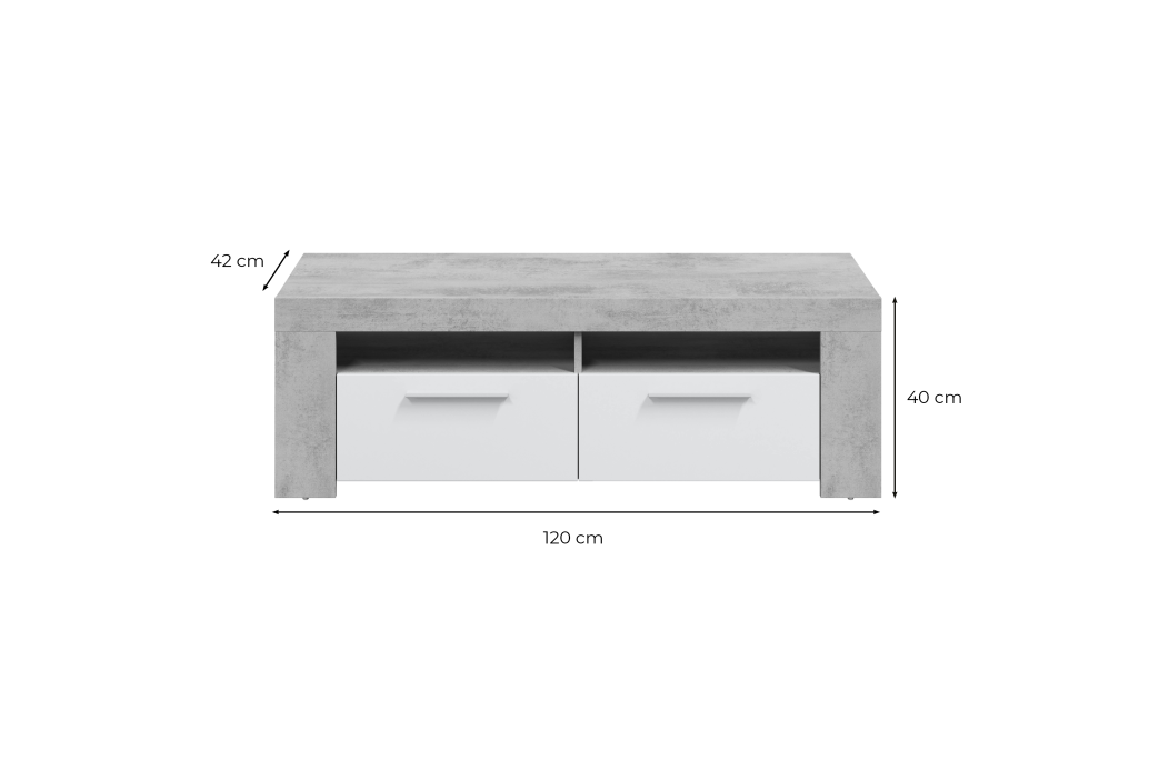 Meuble TV WENDY 2 portes et 2 niches de rangement L120cm