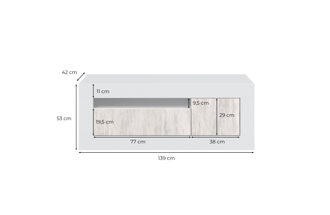 Meuble TV design GWEN 2 portes L139cm