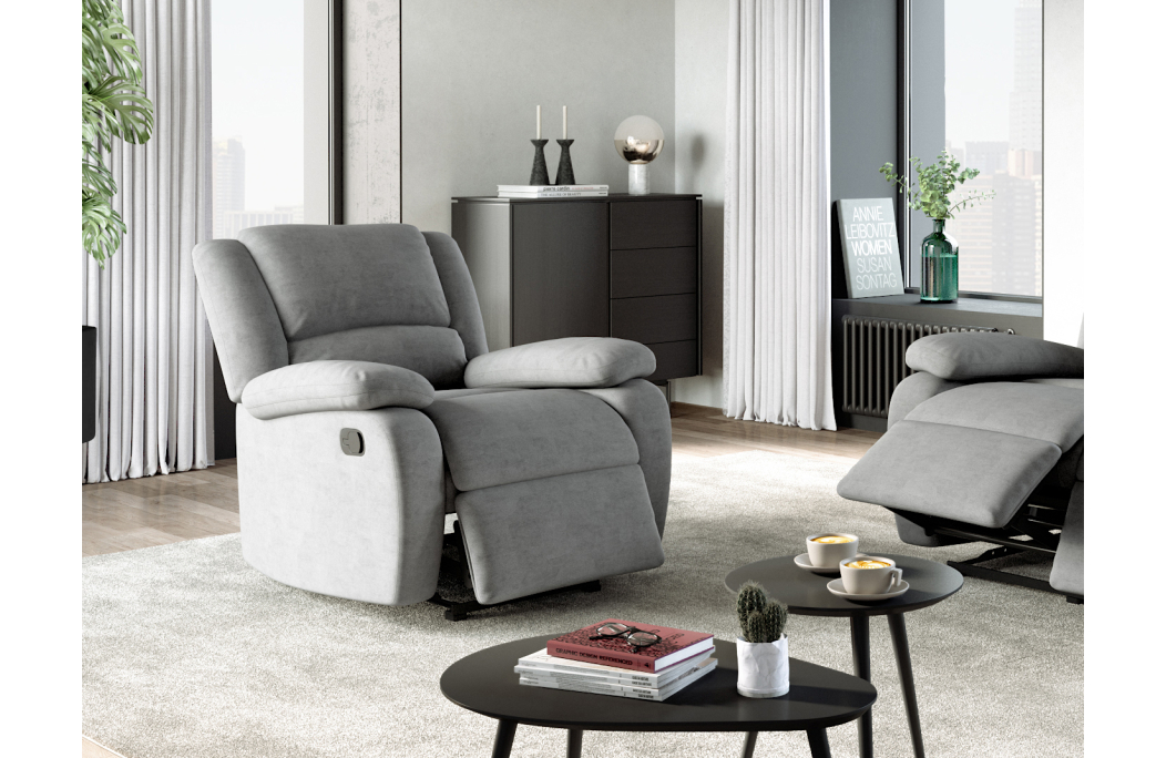 Fauteuil Relaxation Microfibre Grise DETENTE