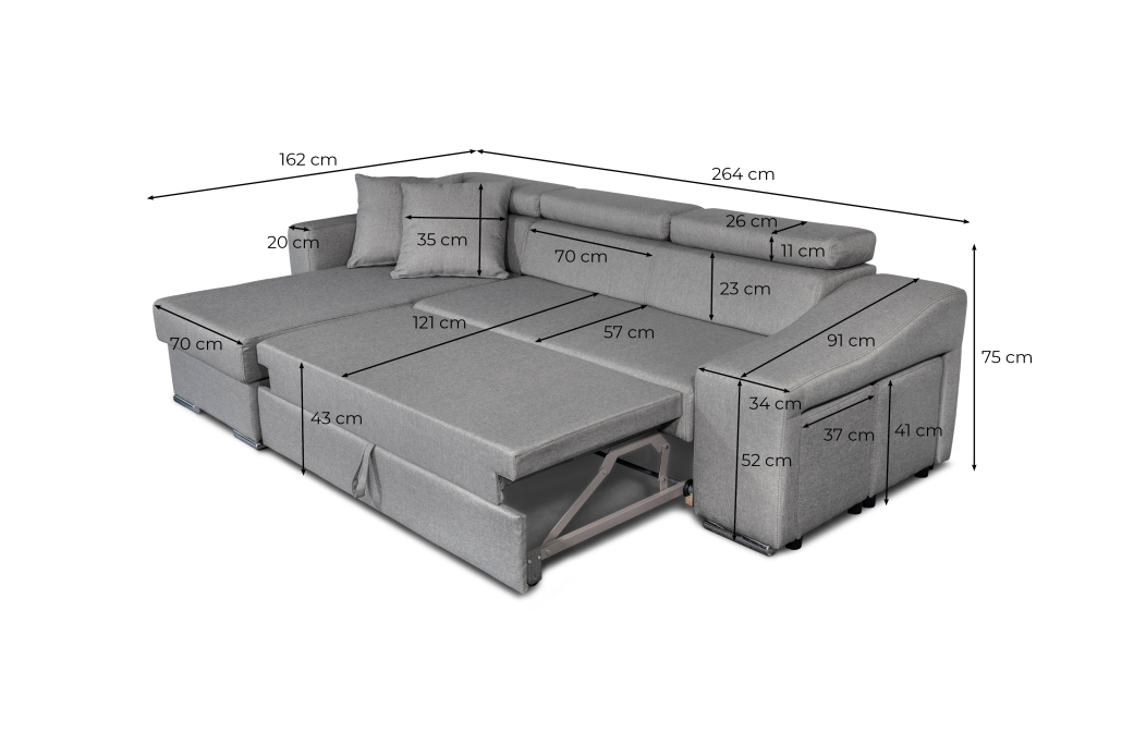 Canapé d'Angle ELONA Convertible en Tissu