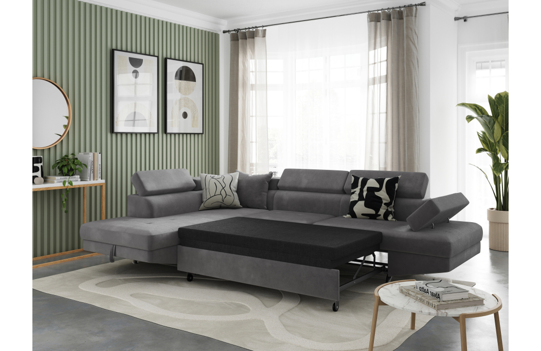 Canapé d'angle RIO Convertible avec coffre en microfibre