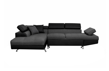 Canapé d'angle RIO Convertible avec coffre en tissu et simili