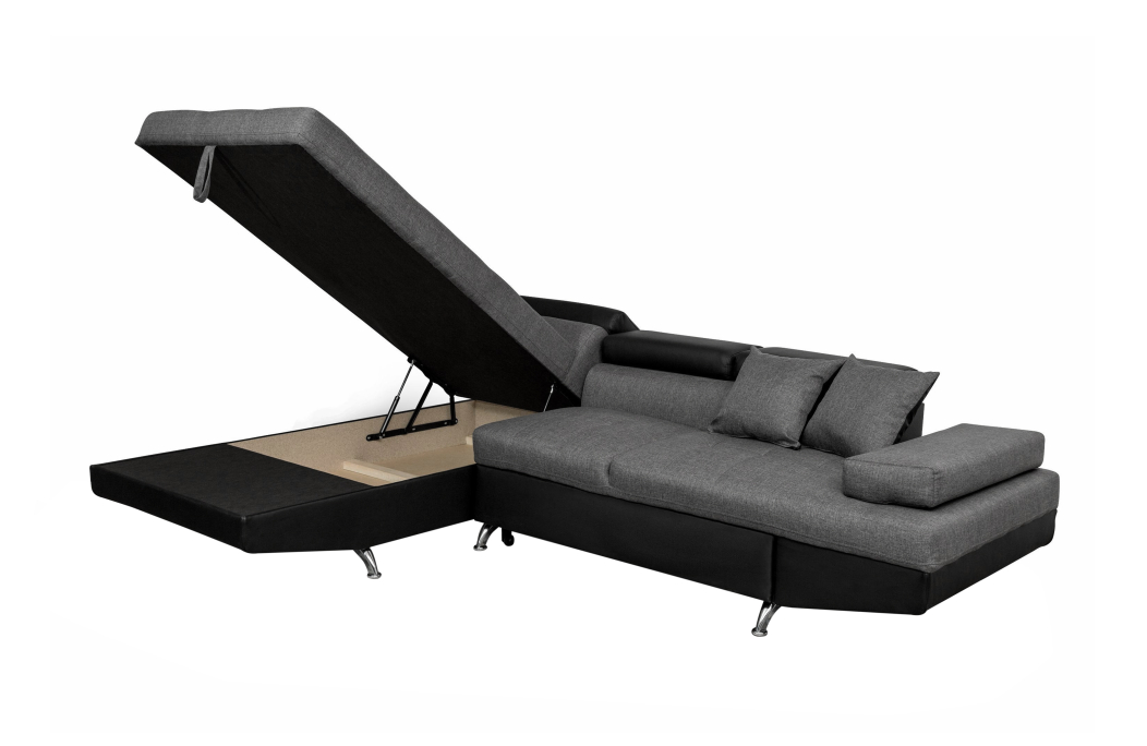 Canapé d'angle RIO Convertible avec coffre en tissu et simili
