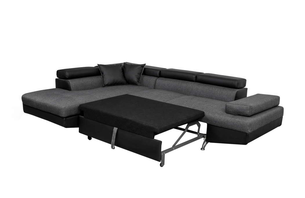 Canapé d'angle RIO Convertible avec coffre en tissu et simili