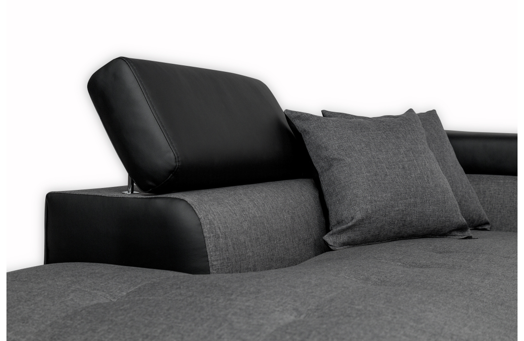 Canapé d'angle RIO Convertible avec coffre en tissu et simili