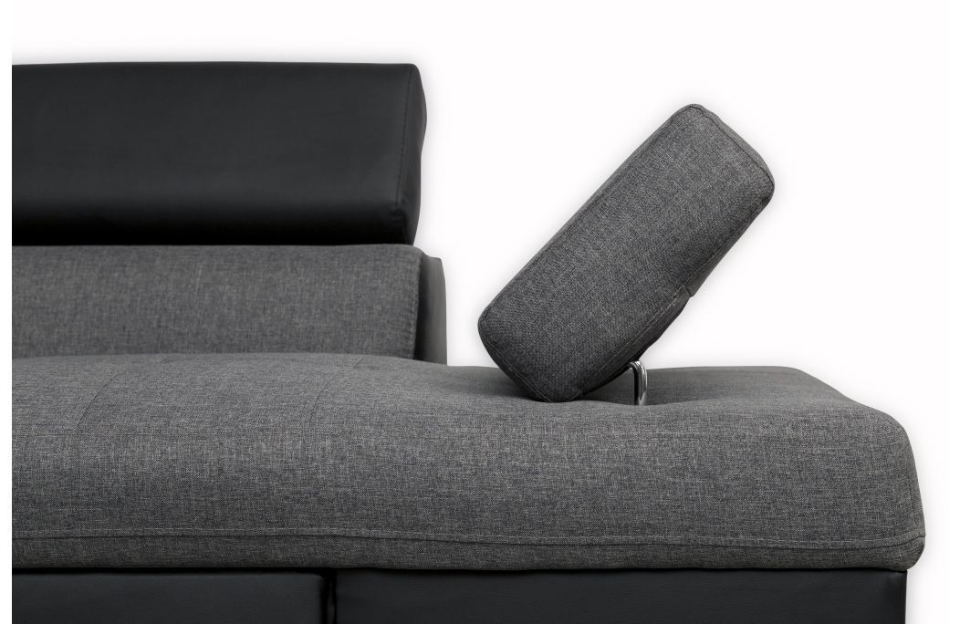 Canapé d'angle RIO Convertible avec coffre en tissu et simili