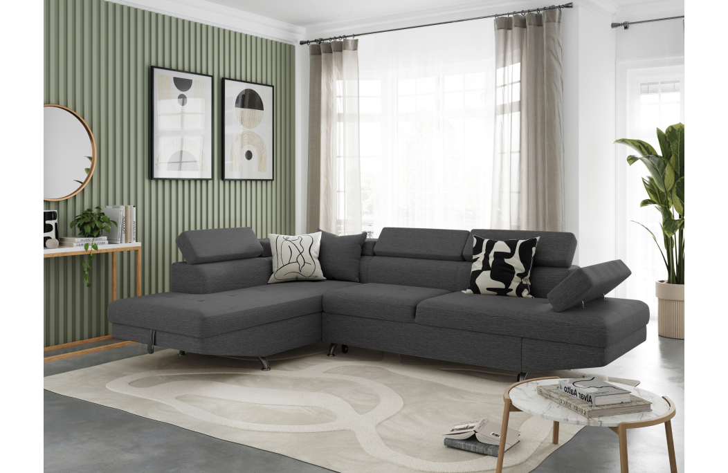 Canapé d'angle RIO Convertible avec coffre en tissu