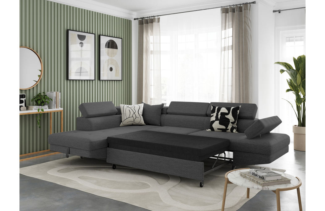 Canapé d'angle RIO Convertible avec coffre en tissu