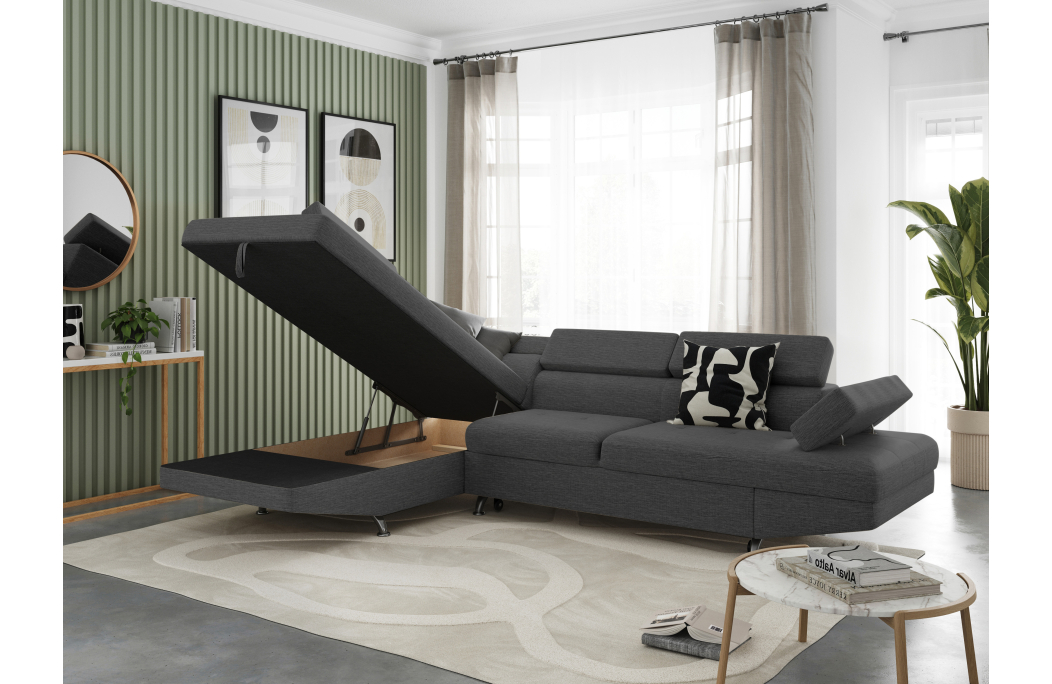 Canapé d'angle RIO Convertible avec coffre en tissu