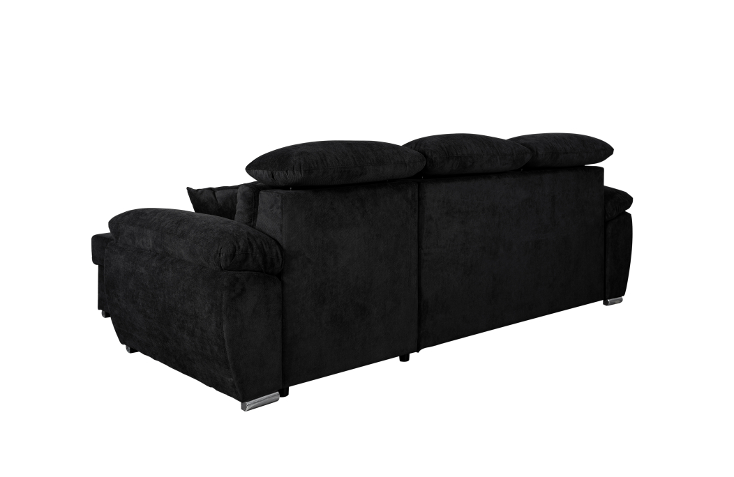 Canapé d'angle KOMO Reversible et Convertible avec coffre et têtières réglables en tissu