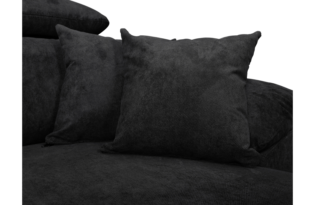 Canapé d'angle KOMO Reversible et Convertible avec coffre et têtières réglables en tissu