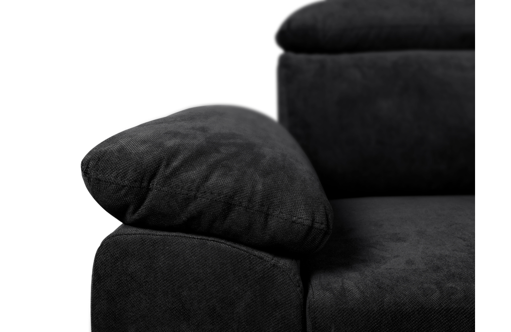 Canapé d'angle KOMO Reversible et Convertible avec coffre et têtières réglables en tissu