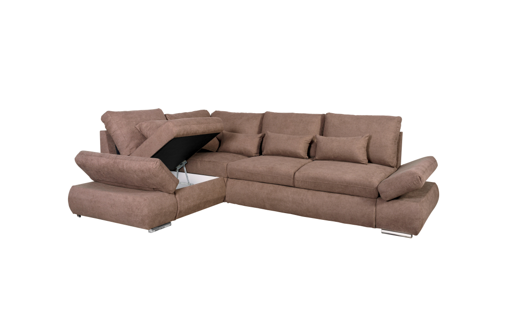 Canapé d'angle SEBASTIAN Réversible et Convertible avec coffre en tissu