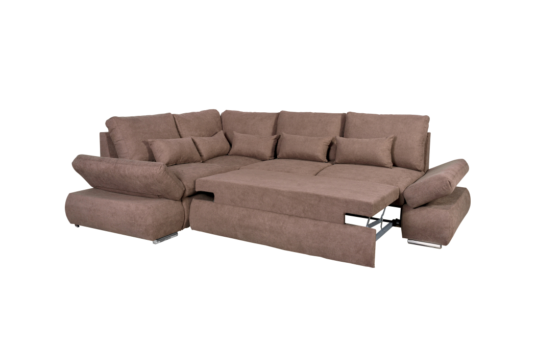 Canapé d'angle SEBASTIAN Réversible et Convertible avec coffre en tissu
