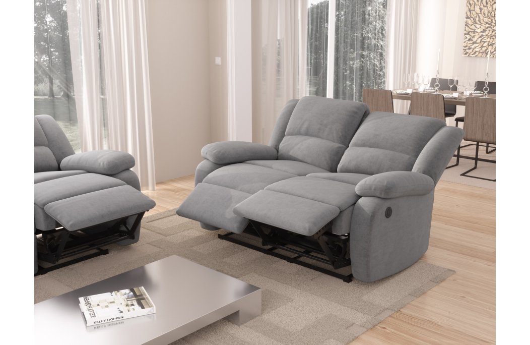Canapé Relaxation électrique 2 places en microfibre DETENTE