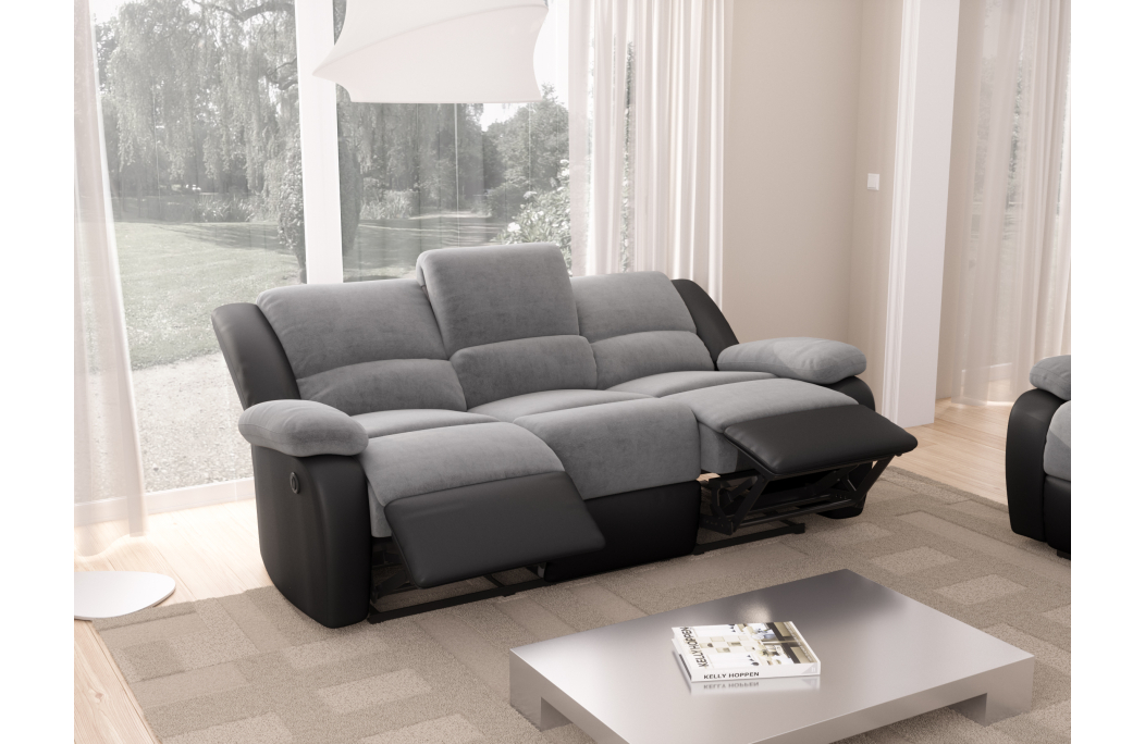 Canapé Relaxation électrique 3 places Microfibre / Simili DETENTE