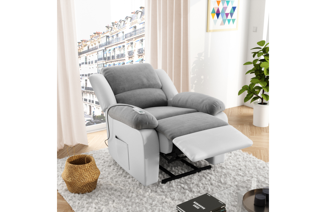 Fauteuil Relaxation électrique, releveur, massant et chauffant Microfibre / Simili DETENTE