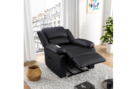 Fauteuil Relaxation électrique, releveur, massant et chauffant Simili cuir DETENTE