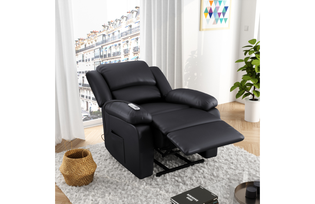 Fauteuil Relaxation électrique, releveur, massant et chauffant Simili cuir DETENTE