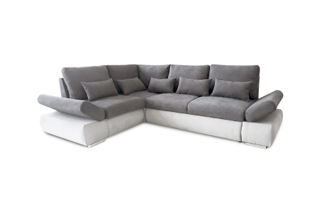 Canapé d'angle SEBASTIAN Réversible et Convertible avec coffre en simili et tissu