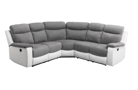 OSCAR - Canapé de relaxation électrique panoramique 6 places en microfibre et simili