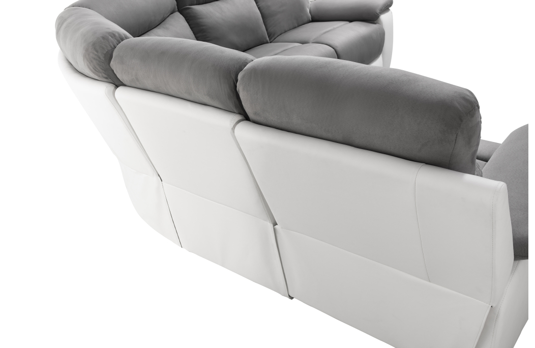 OSCAR - Canapé de relaxation électrique panoramique 6 places en microfibre et simili