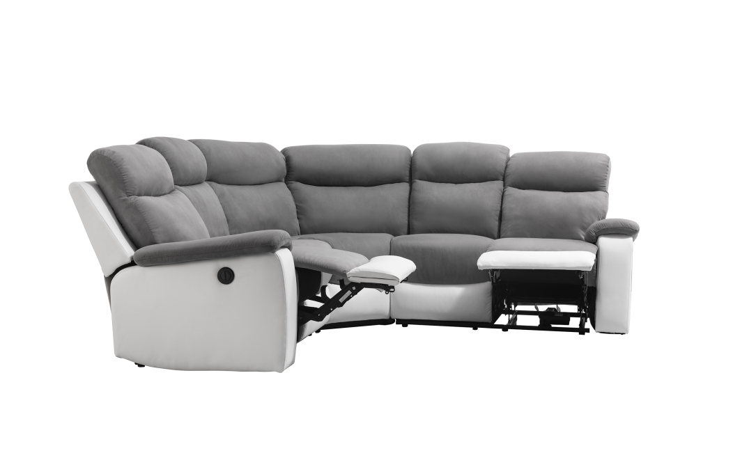 OSCAR - Canapé de relaxation électrique panoramique 6 places en microfibre et simili