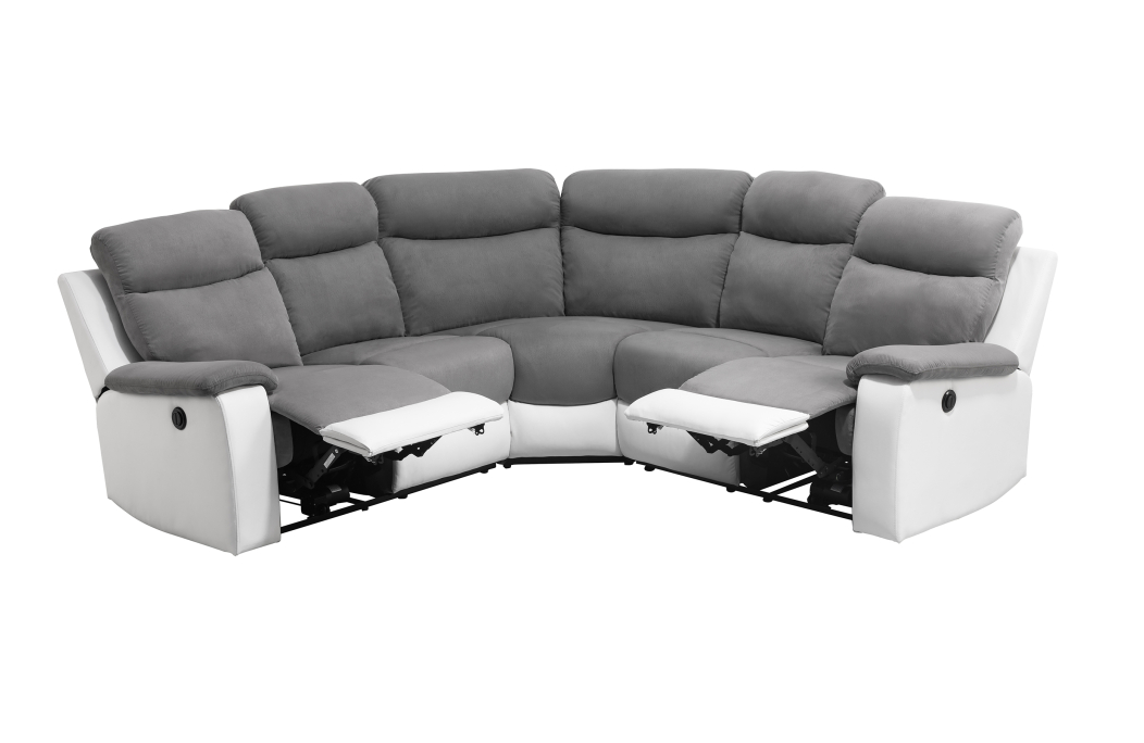 OSCAR - Canapé de relaxation électrique panoramique 6 places en microfibre et simili