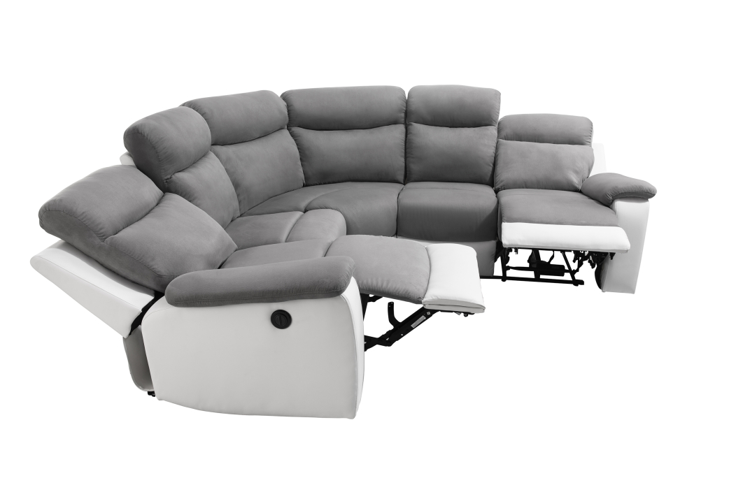 OSCAR - Canapé de relaxation électrique panoramique 6 places en microfibre et simili