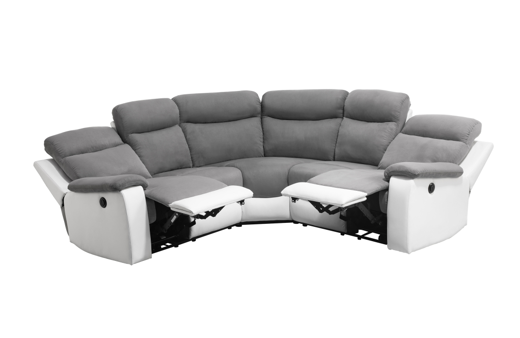 OSCAR - Canapé de relaxation électrique panoramique 6 places en microfibre et simili