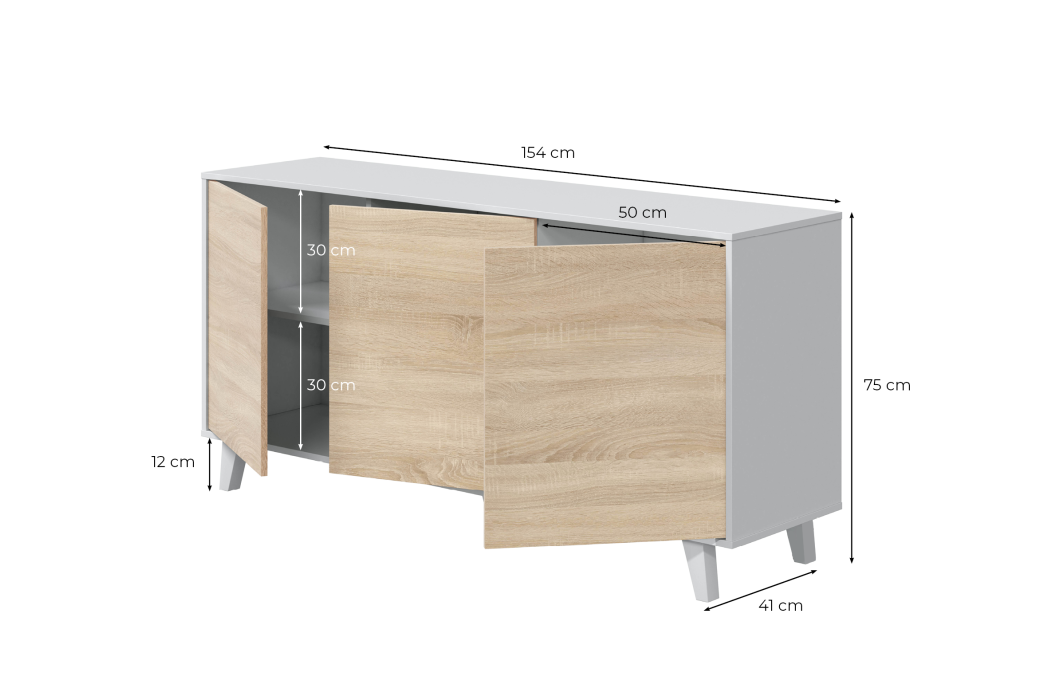Buffet scandinave ABBY 3 portes L154cm | v4w8x2y6z0a.digital